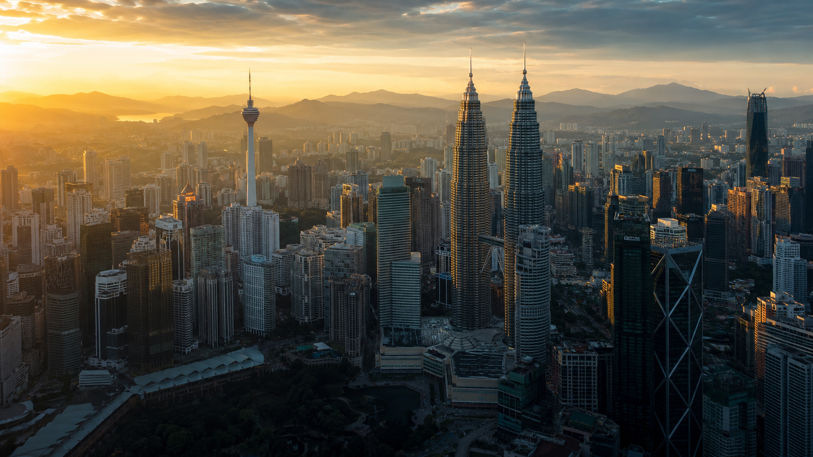 Kuala Lumpur skyline at golden hour
